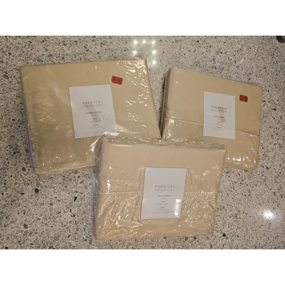 Target Home‎ lot 3 sheet 2-Flat 1-fitted 300 thread Egyptian Cotton Wheat NOS